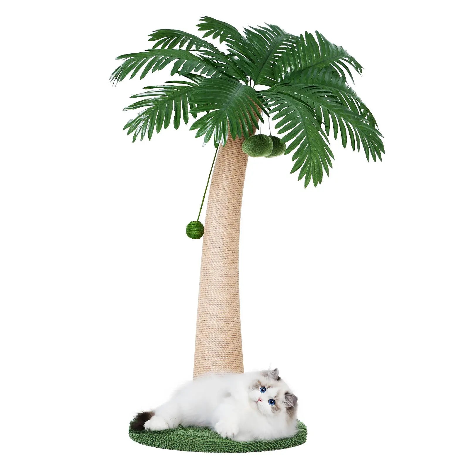 Wecharmer Indoor Cat Tree Tower with Green Leaves, Plush Cat Condo and Scratching Posts by Summerwins