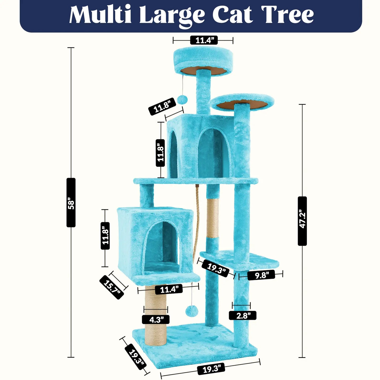 Wecharmer Indoor Cat Tree Tower with Green Leaves, Plush Cat Condo and Scratching Posts by Summerwins
