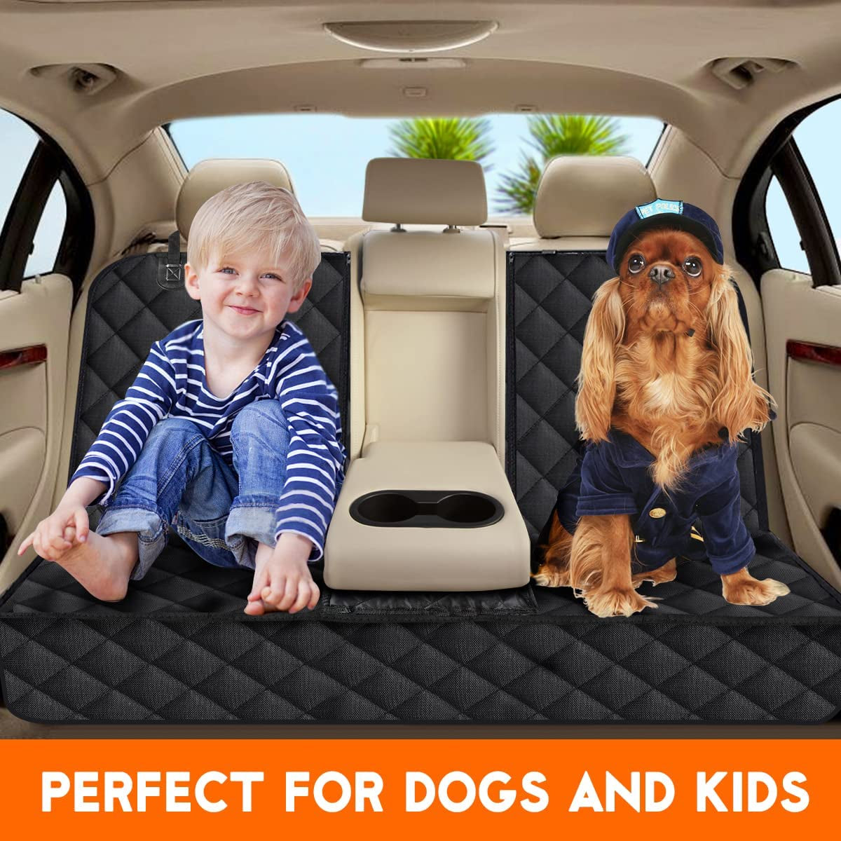 Dog Car Seat Cover - Waterproof Back Seat Protector for Pets, Non-Slip Design, Fits Most Cars, SUVs, and Trucks - Black