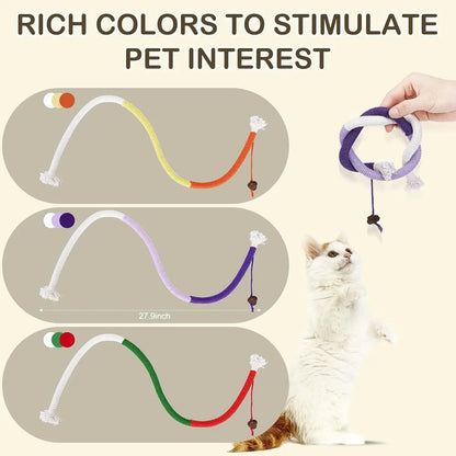 Cat Toys Chew Ropes Toys, 3 Pcs 27.9 Inches Interactive Catnip Toys for Indoor Cats, Kitten Teeth Cleaning Chew Toys for Dental Care