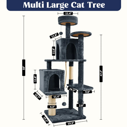 Wecharmer Indoor Cat Tree Tower with Green Leaves, Plush Cat Condo and Scratching Posts by Summerwins