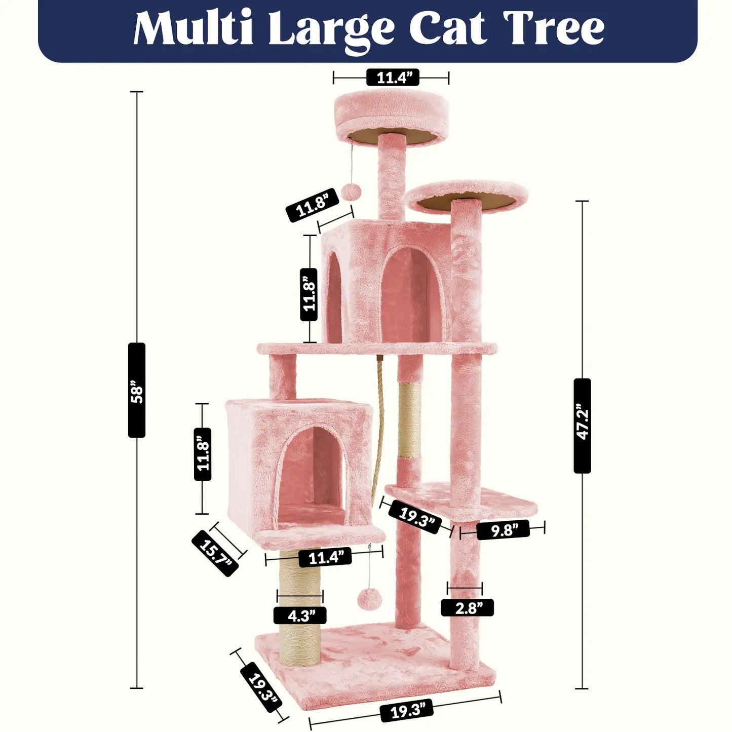 Wecharmer Indoor Cat Tree Tower with Green Leaves, Plush Cat Condo and Scratching Posts by Summerwins