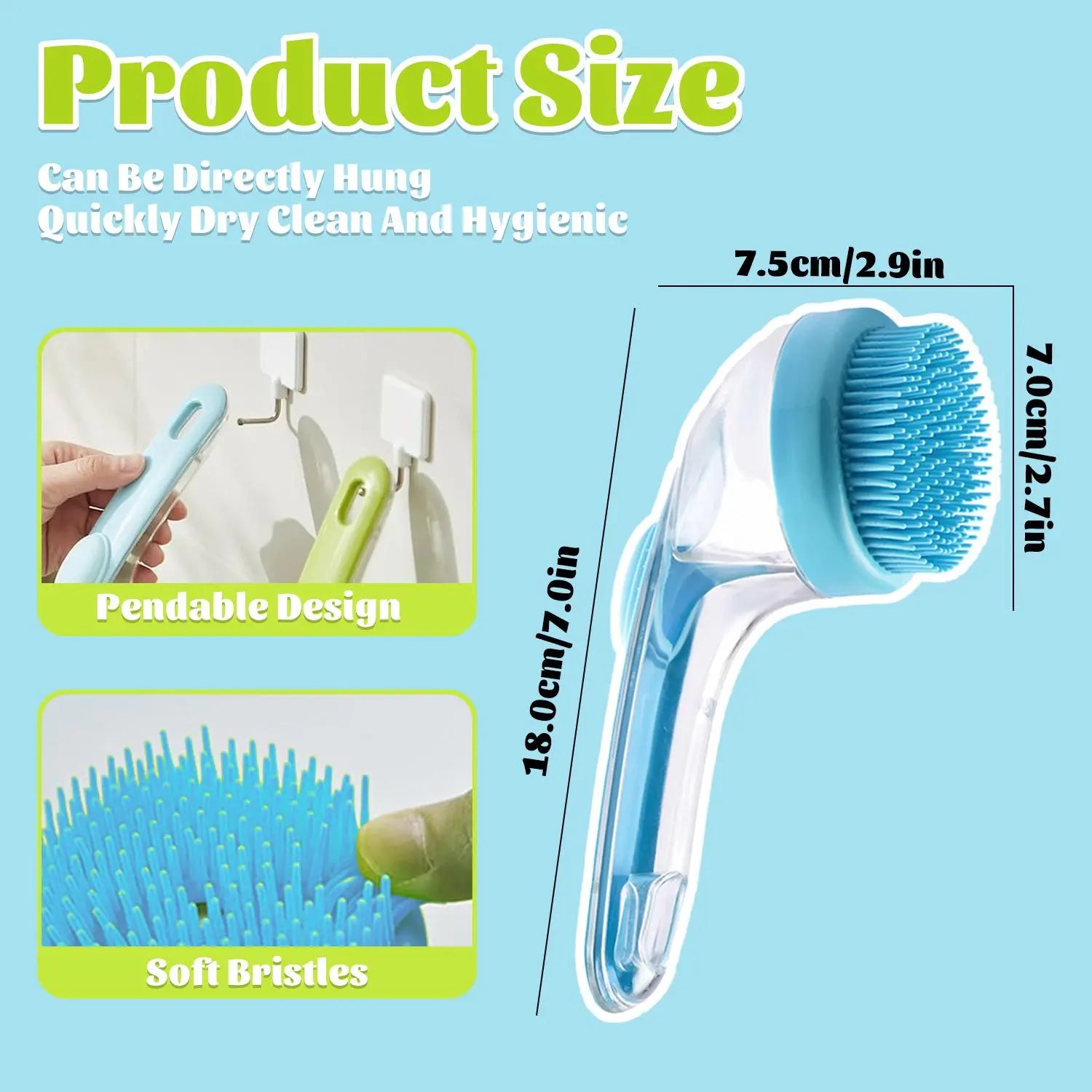 Pet Bath Brush with Shampoo Dispenser for Dogs & Cats, Ergonomic Handle, Gentle Massage Grooming Tool, Easy to Use, Essential Dog Bath Supply 