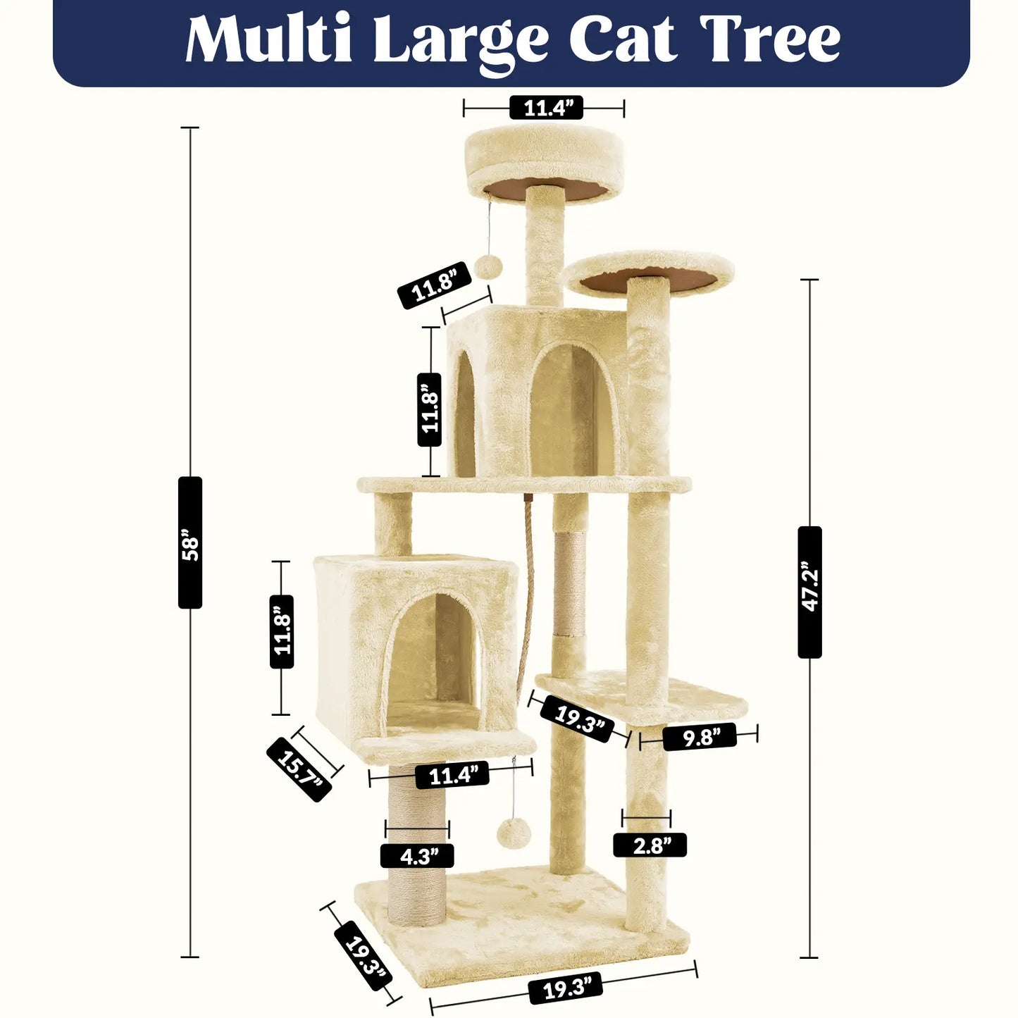 Wecharmer Indoor Cat Tree Tower with Green Leaves, Plush Cat Condo and Scratching Posts by Summerwins