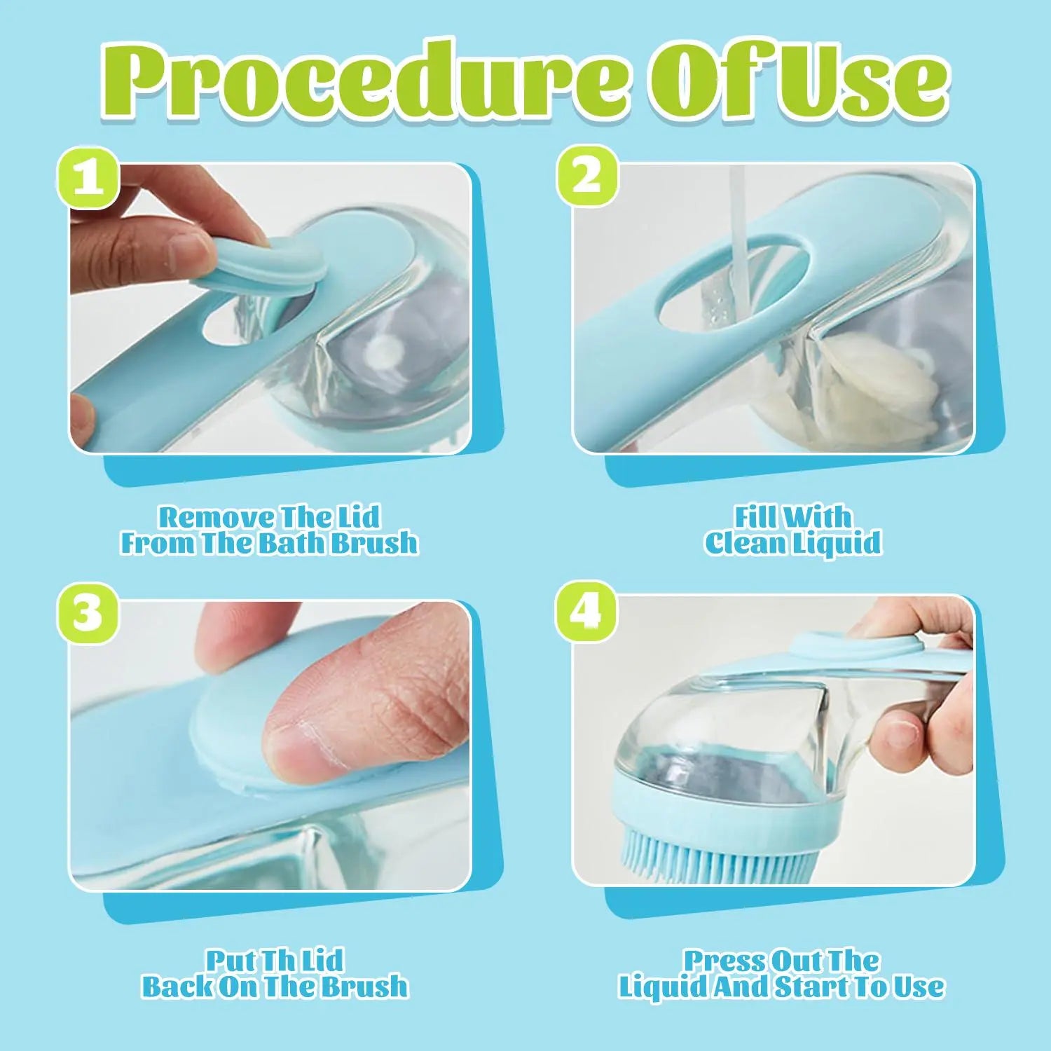 Pet Bath Brush with Shampoo Dispenser for Dogs & Cats, Ergonomic Handle, Gentle Massage Grooming Tool, Easy to Use, Essential Dog Bath Supply 