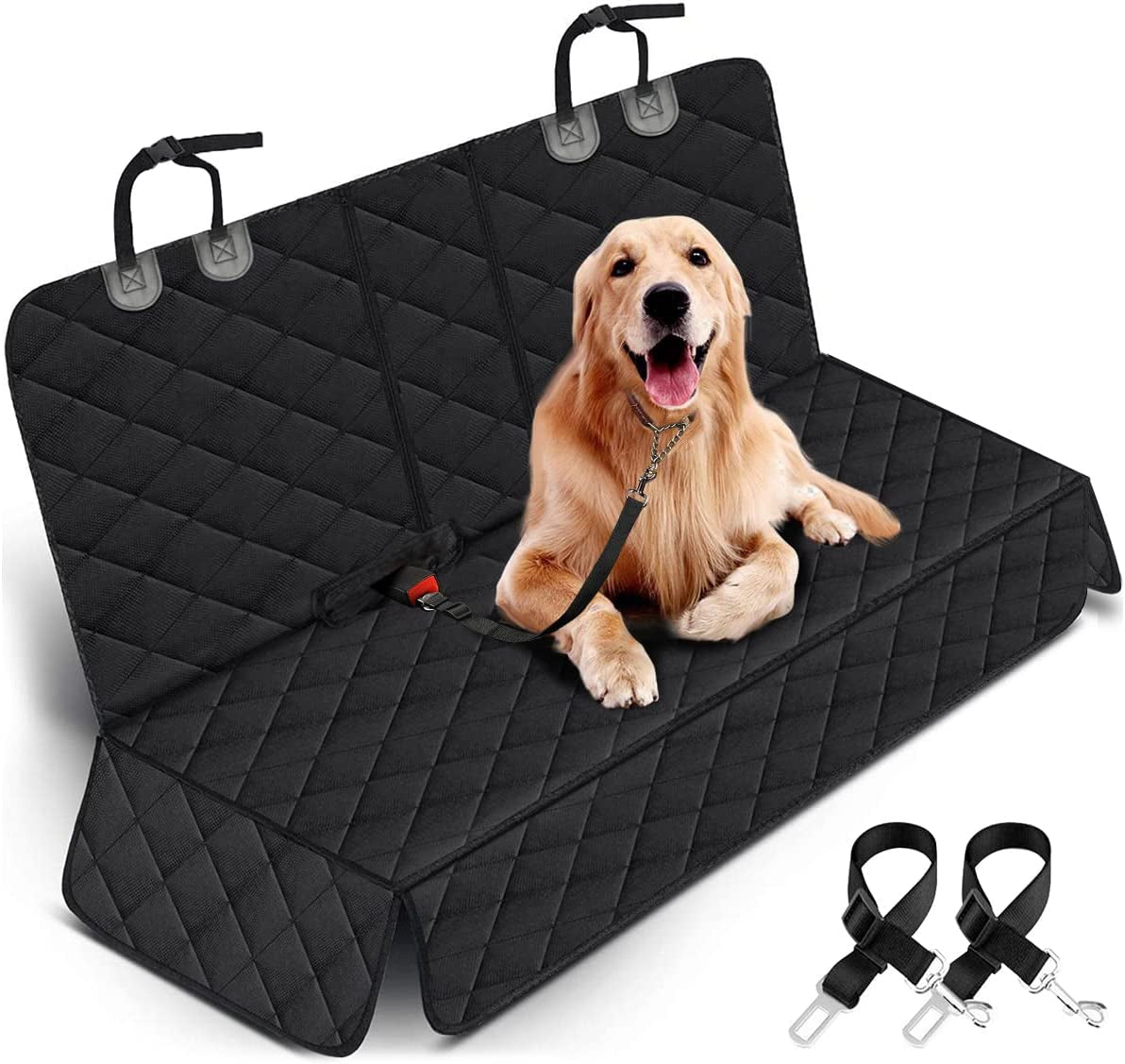 Dog Car Seat Cover - Waterproof Back Seat Protector for Pets, Non-Slip Design, Fits Most Cars, SUVs, and Trucks - Black