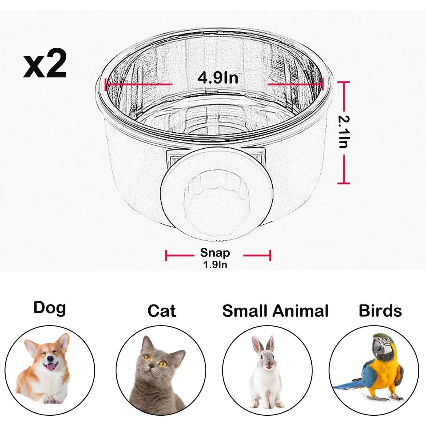 2 Pieces Crate Dog Bowl, Removable Stainless Steel Pet Kennel Hanging Food Water Feeder Bowl Cage Coop Cup for Puppy Medium Dog Cat Rabbit Ferret Bird (Blue,Red)