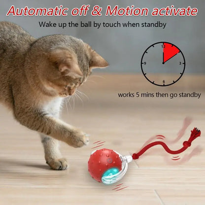 Automatic Interactive Cat Toy Ball for Indoor Use - Fast Rolling, Chirping, and Motion-Activated