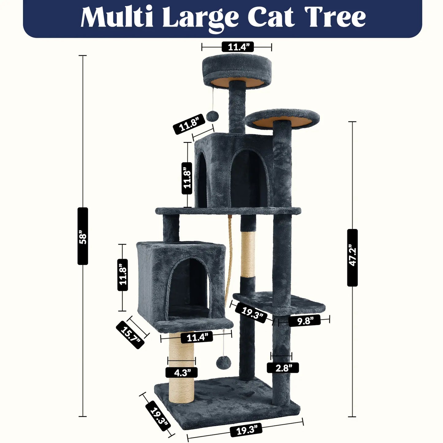 Wecharmer Indoor Cat Tree Tower with Green Leaves, Plush Cat Condo and Scratching Posts by Summerwins