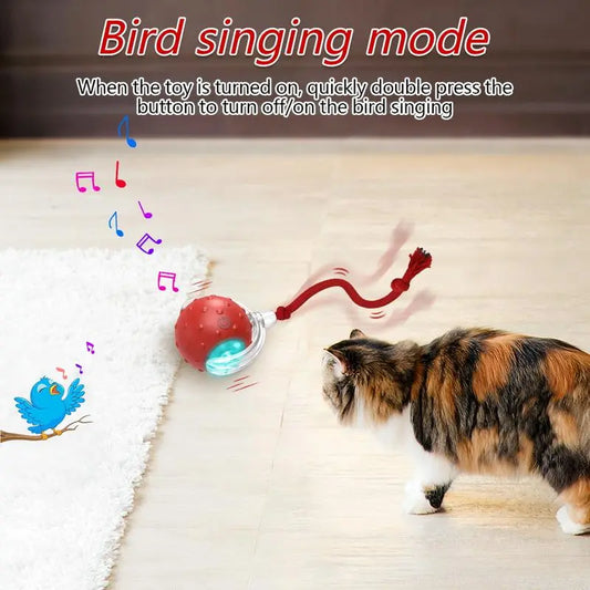 Automatic Interactive Cat Toy Ball for Indoor Use - Fast Rolling, Chirping, and Motion-Activated