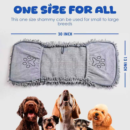 Microfiber Absorbent Dog Towel with Hand Pockets - Quick Drying and Machine Washable for Medium to Large Dogs (30 x 13 inches)