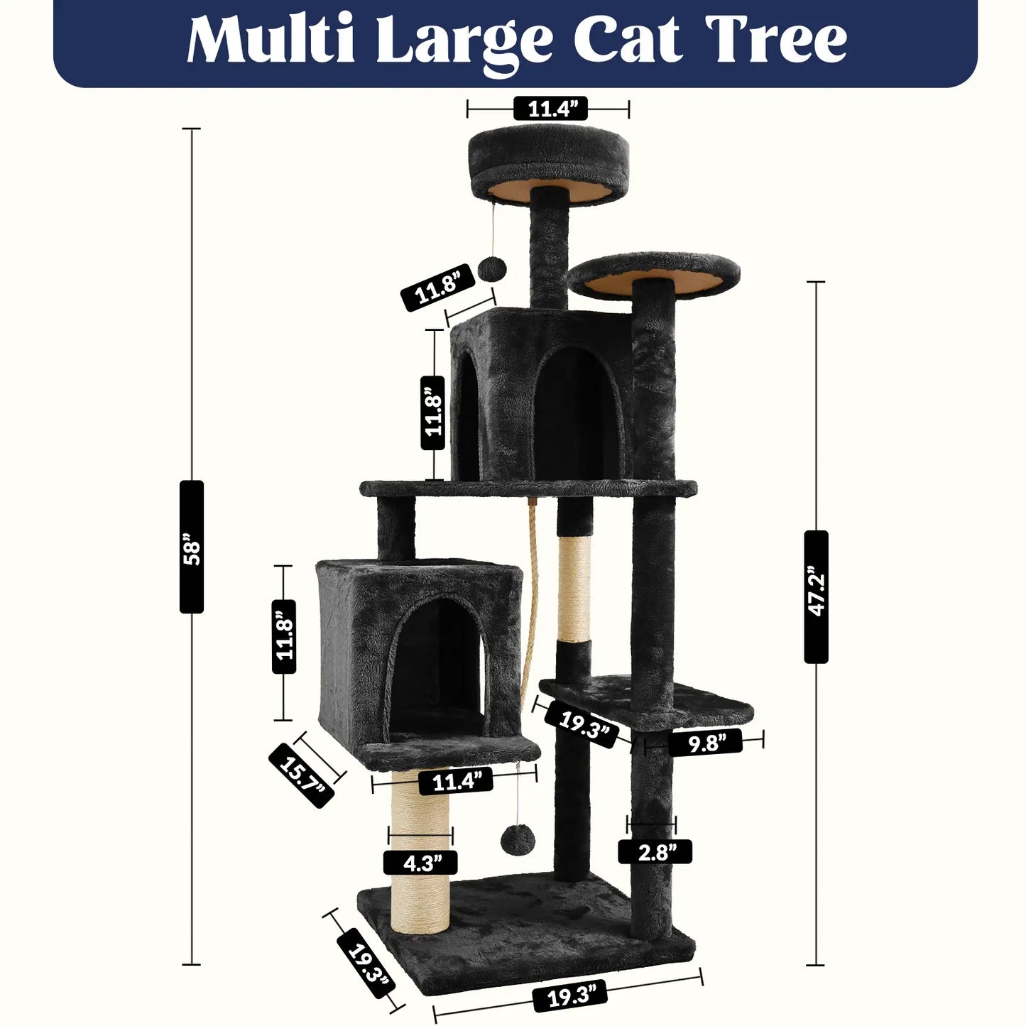 Wecharmer Indoor Cat Tree Tower with Green Leaves, Plush Cat Condo and Scratching Posts by Summerwins