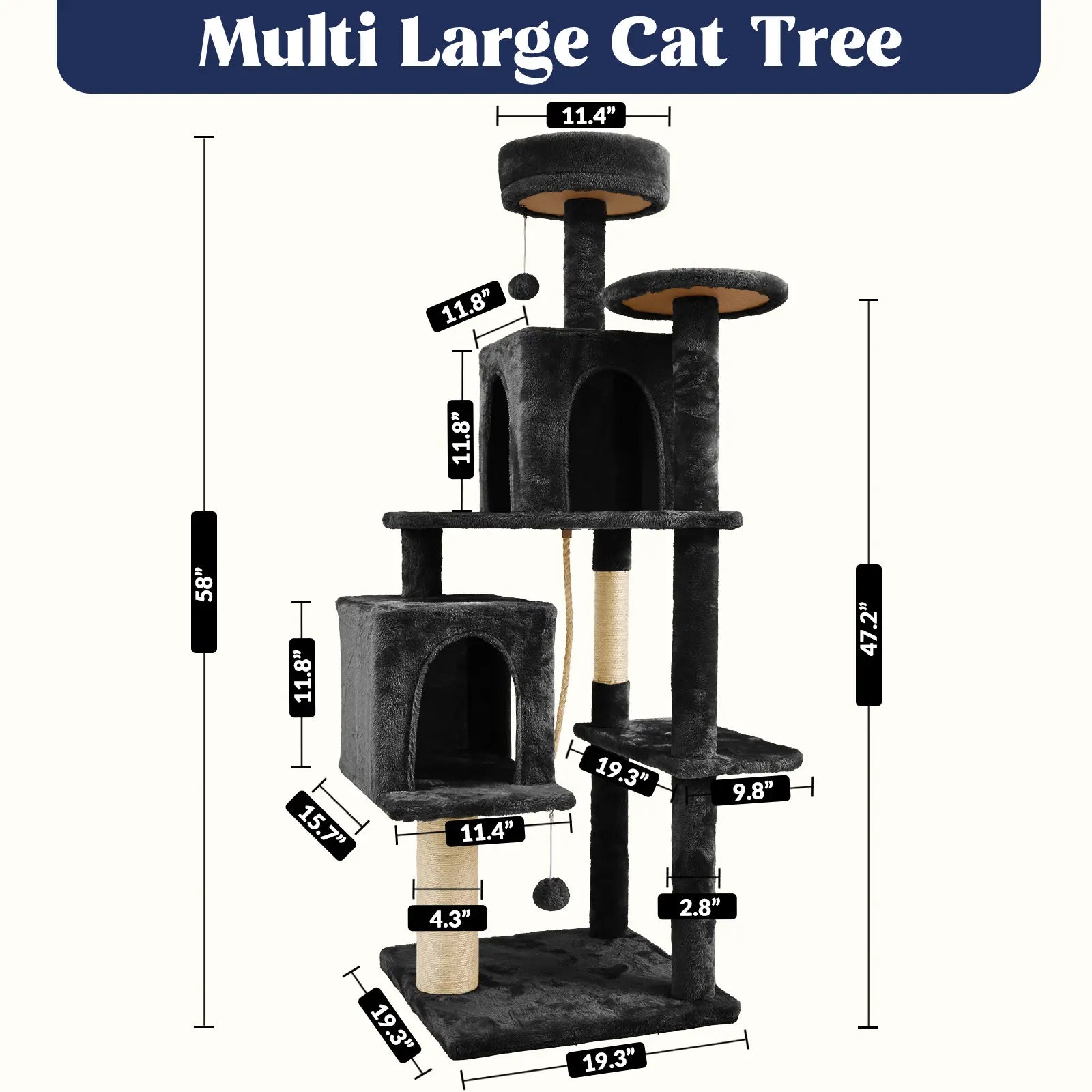 Wecharmer Indoor Cat Tree Tower with Green Leaves, Plush Cat Condo and Scratching Posts by Summerwins