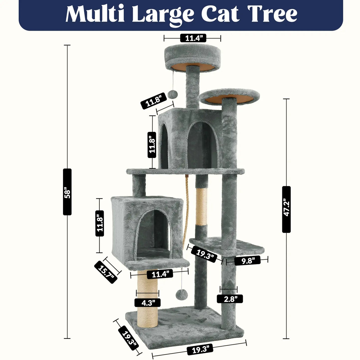 Wecharmer Indoor Cat Tree Tower with Green Leaves, Plush Cat Condo and Scratching Posts by Summerwins