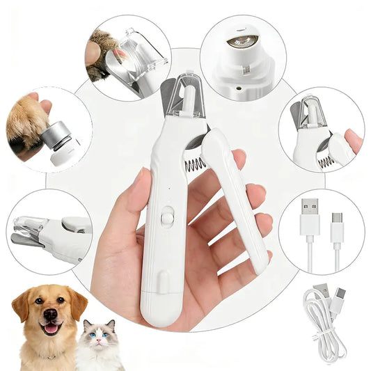 2-in-1 LED Rechargeable Pet Nail Clipper and Grinder with Protective Guard and Quick Sensor for Dogs, Cats, and Rabbits