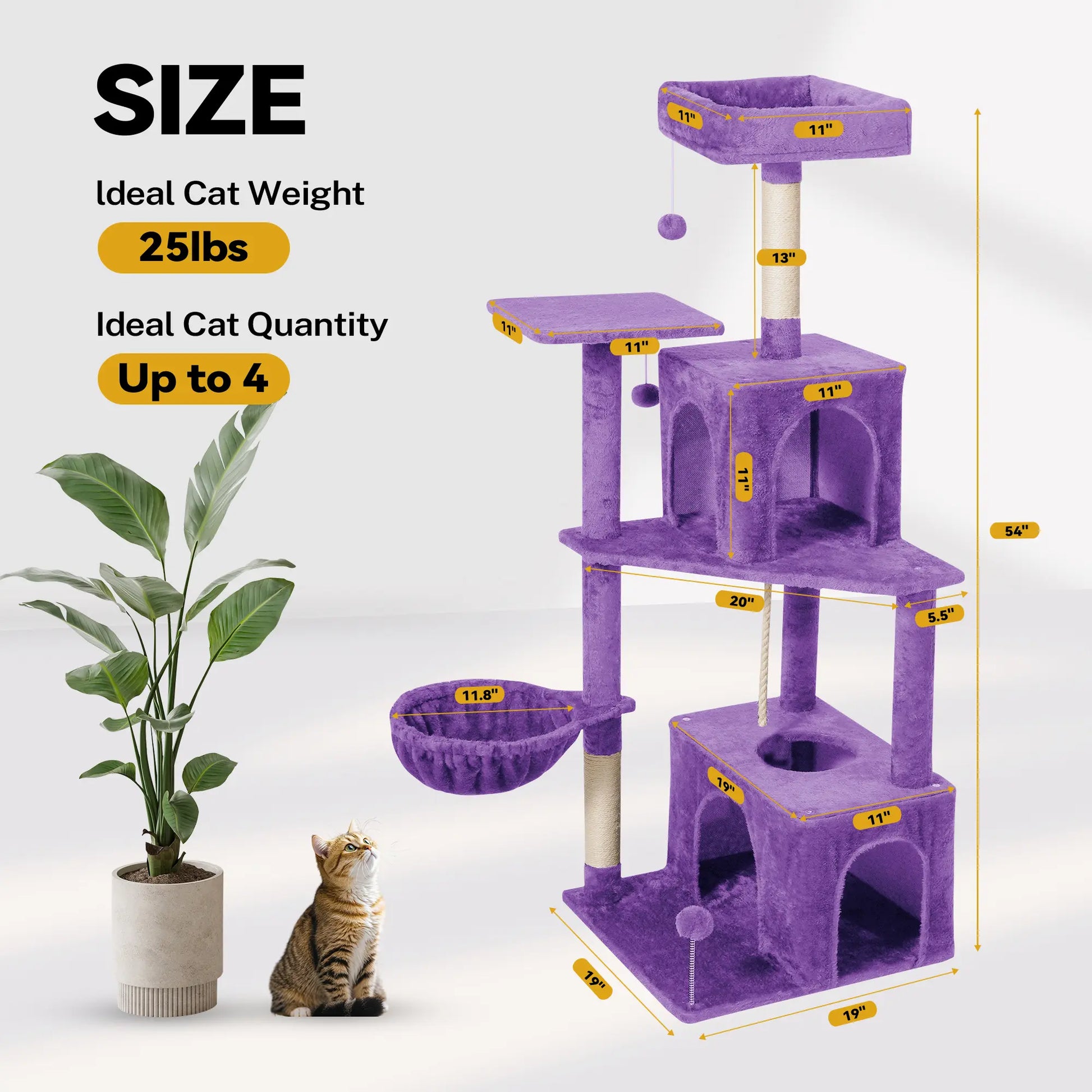 Wecharmer Indoor Cat Tree Tower with Green Leaves, Plush Cat Condo and Scratching Posts by Summerwins