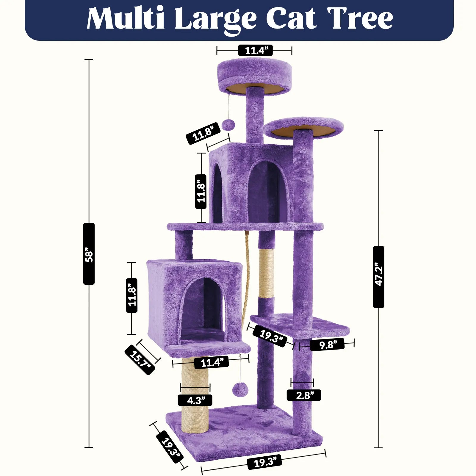 Wecharmer Indoor Cat Tree Tower with Green Leaves, Plush Cat Condo and Scratching Posts by Summerwins